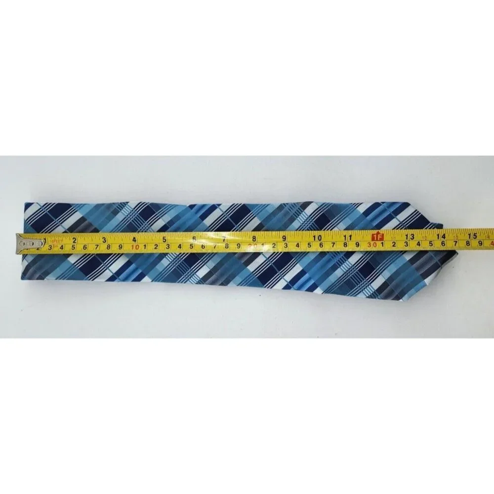 NEW Calvin Klein CK‎ Blue Plaid Classic Necktie 100% Silk